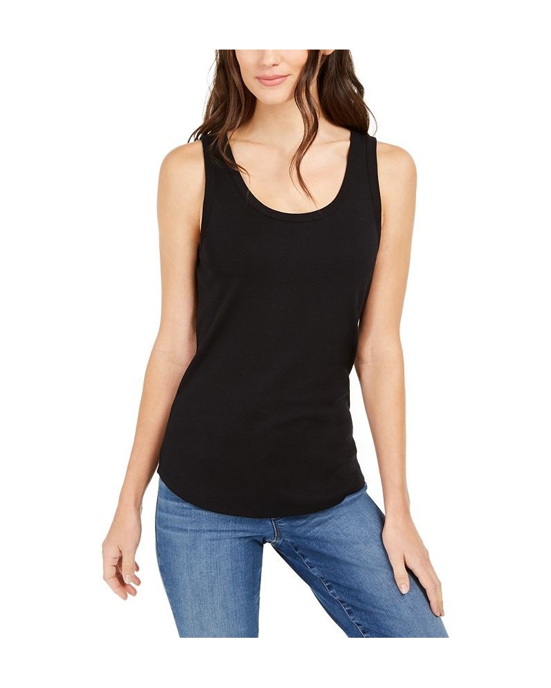 Women's Supima Cotton Scoop-Neck Tank Top Deep Black $12.74 Tops