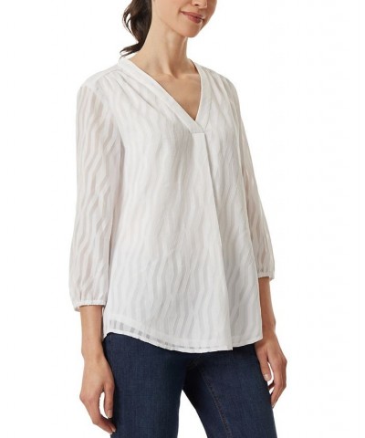 Women's 3/4-Sleeve V-Neck Chiffon Tunic White $24.61 Tops