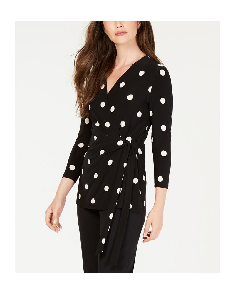 Petite Dot-Print Side-Tie Top Anne Black/anne White $27.40 Tops