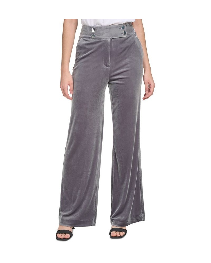 Women's Velvet Wide Leg Pants Gray $22.19 Pants