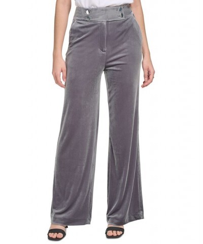 Women's Velvet Wide Leg Pants Gray $22.19 Pants