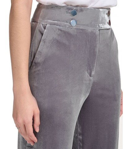 Women's Velvet Wide Leg Pants Gray $22.19 Pants