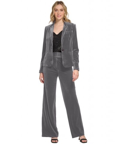 Women's Velvet Wide Leg Pants Gray $22.19 Pants