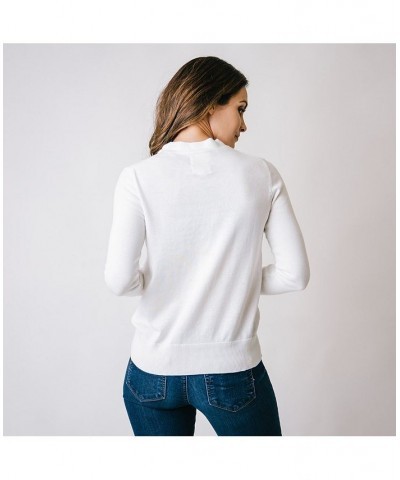 Womens' Organic Cotton Tie-Neck Sweater White $19.76 Sweaters