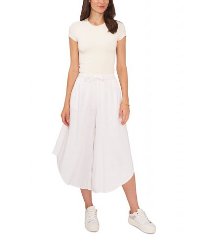 Women's Wide-Leg Cropped Pull-On Pants Ultra White $23.53 Pants