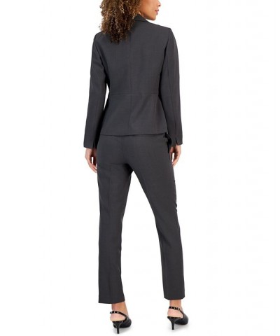 Women's One-Button Slim-Fit Pantsuit Regular and Petite Sizes Charcoal $70.00 Suits