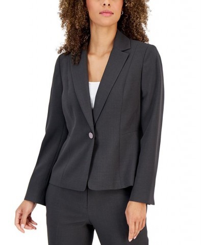 Women's One-Button Slim-Fit Pantsuit Regular and Petite Sizes Charcoal $70.00 Suits