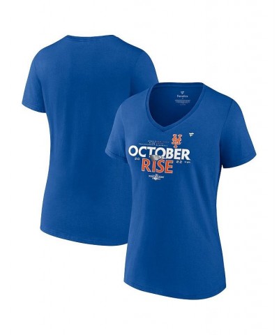 Women's Branded Royal New York Mets 2022 Postseason Locker Room V-Neck T-shirt Royal $29.99 Tops