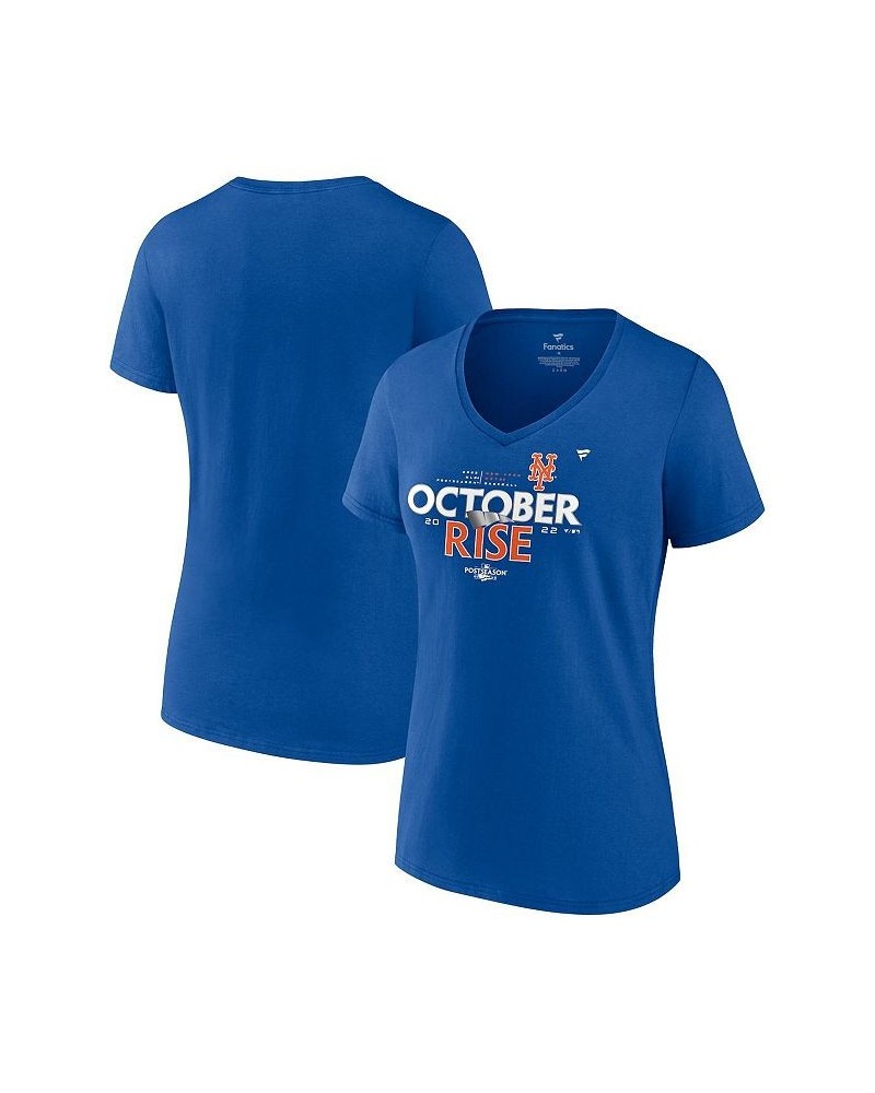 Women's Branded Royal New York Mets 2022 Postseason Locker Room V-Neck T-shirt Royal $29.99 Tops