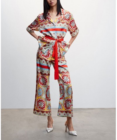 Women's Baroque Print Pants Red $47.69 Pants