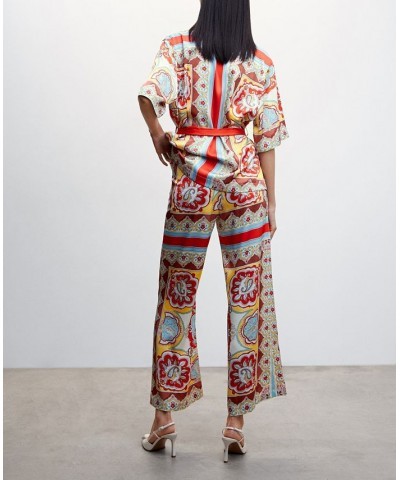 Women's Baroque Print Pants Red $47.69 Pants