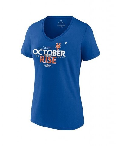 Women's Branded Royal New York Mets 2022 Postseason Locker Room V-Neck T-shirt Royal $29.99 Tops