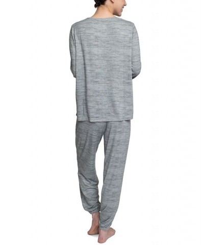 Plus Size Relaxed Butter-Knit Henley Pajama Set Gray $24.36 Sleepwear