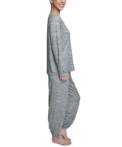 Plus Size Relaxed Butter-Knit Henley Pajama Set Gray $24.36 Sleepwear