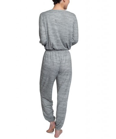 Plus Size Relaxed Butter-Knit Henley Pajama Set Gray $24.36 Sleepwear