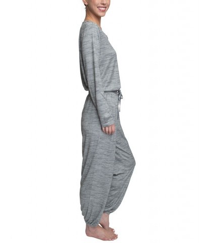 Plus Size Relaxed Butter-Knit Henley Pajama Set Gray $24.36 Sleepwear