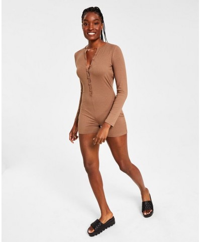 Style Not Size Women's and Plus Size Solid Romper Tan/Beige $10.03 Sleepwear