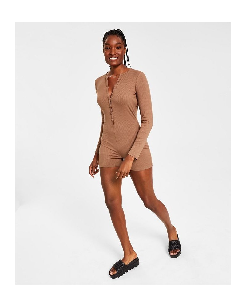 Style Not Size Women's and Plus Size Solid Romper Tan/Beige $10.03 Sleepwear