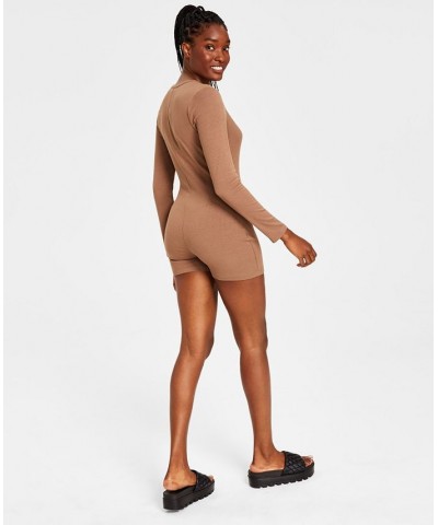 Style Not Size Women's and Plus Size Solid Romper Tan/Beige $10.03 Sleepwear