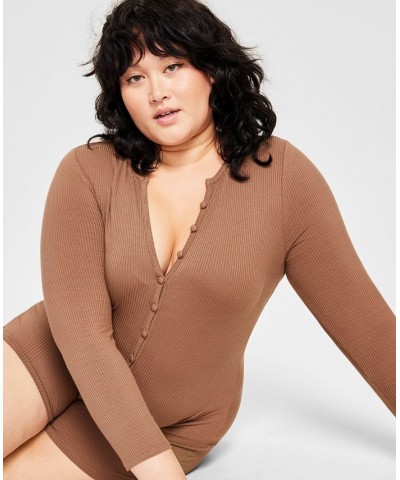 Style Not Size Women's and Plus Size Solid Romper Tan/Beige $10.03 Sleepwear