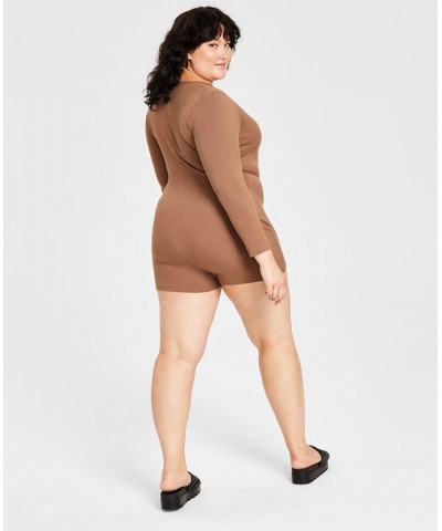 Style Not Size Women's and Plus Size Solid Romper Tan/Beige $10.03 Sleepwear