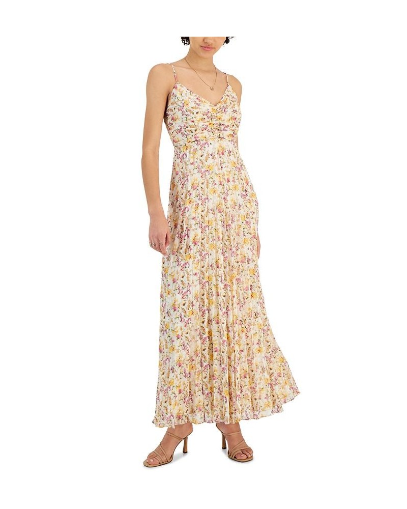 Imelda Pleated Metallic Dress Yellow Floral $53.55 Dresses