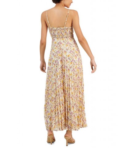 Imelda Pleated Metallic Dress Yellow Floral $53.55 Dresses