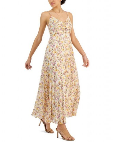 Imelda Pleated Metallic Dress Yellow Floral $53.55 Dresses