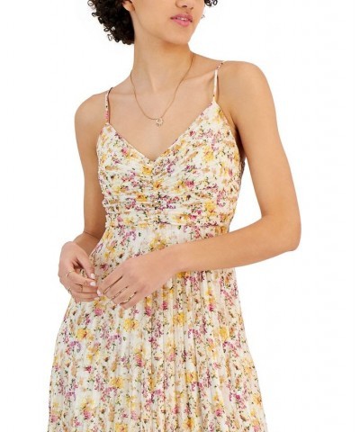 Imelda Pleated Metallic Dress Yellow Floral $53.55 Dresses