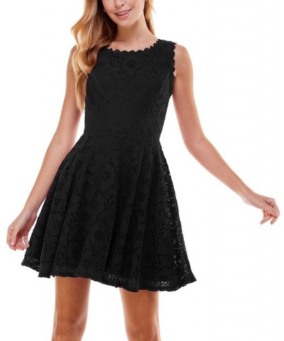 Juniors' Lace Fit & Flare Dress Navy $31.27 Dresses