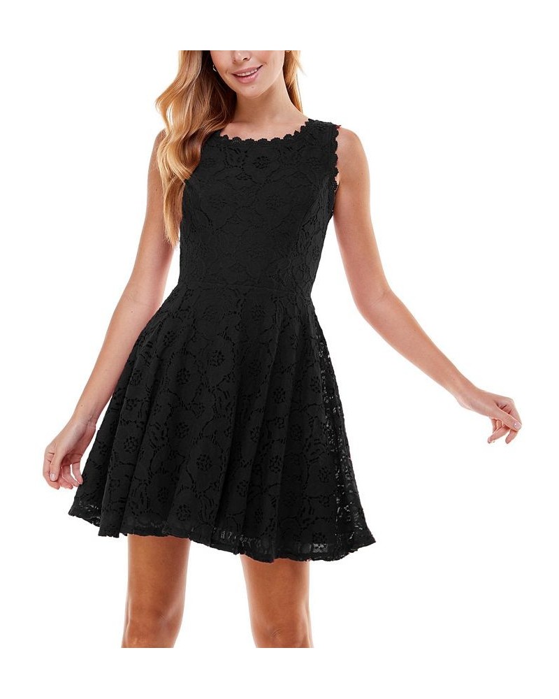 Juniors' Lace Fit & Flare Dress Navy $31.27 Dresses