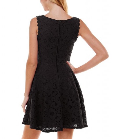 Juniors' Lace Fit & Flare Dress Navy $31.27 Dresses