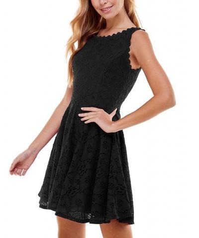 Juniors' Lace Fit & Flare Dress Navy $31.27 Dresses