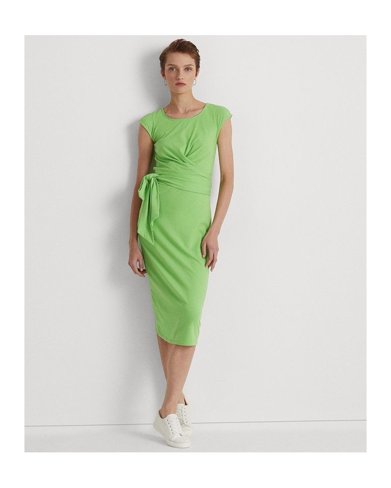 Women's Belted Jersey Dress Green $23.28 Dresses