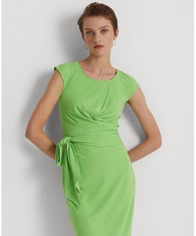 Women's Belted Jersey Dress Green $23.28 Dresses