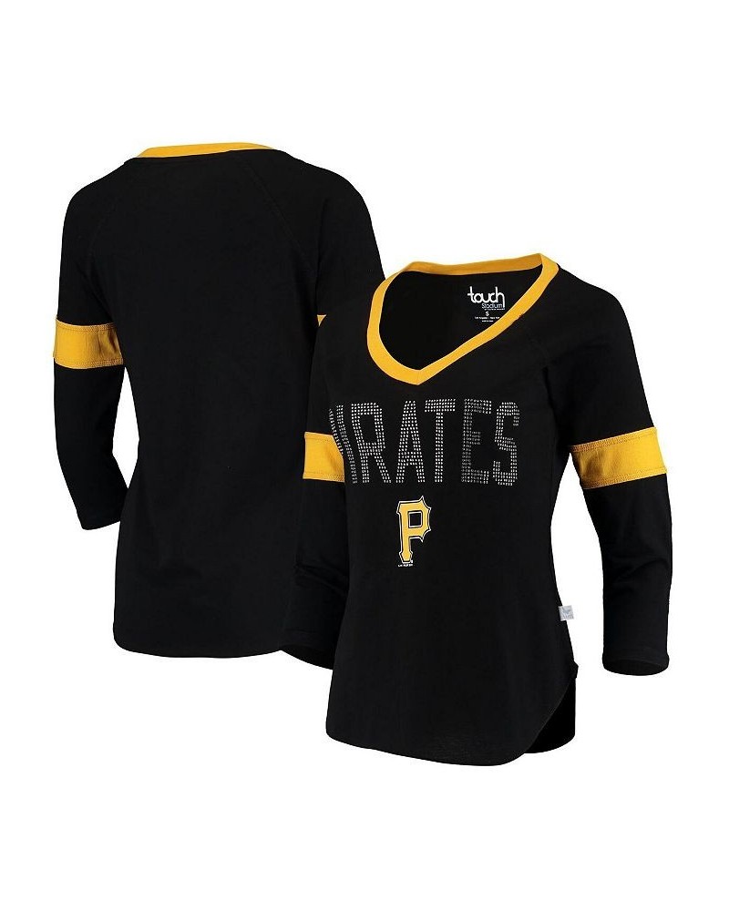 Women's by Alyssa Milano Black Pittsburgh Pirates Ultimate Fan Raglan 3/4 Sleeve V-Neck T-shirt Black $28.99 Tops