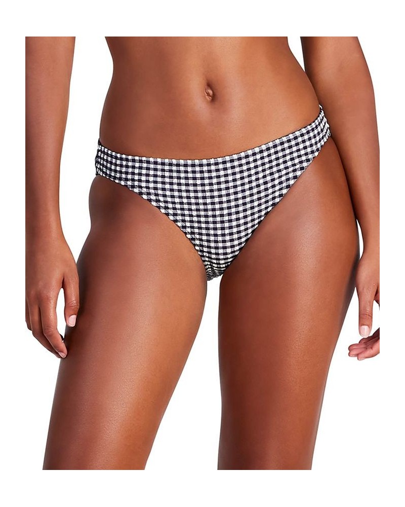 Women's Off-The-Shoulder Check-Print Bikini Top & Bottoms Black $59.20 Swimsuits