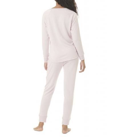 Women's Hacci Long Sleeve Pajama Set Blush $44.00 Sleepwear