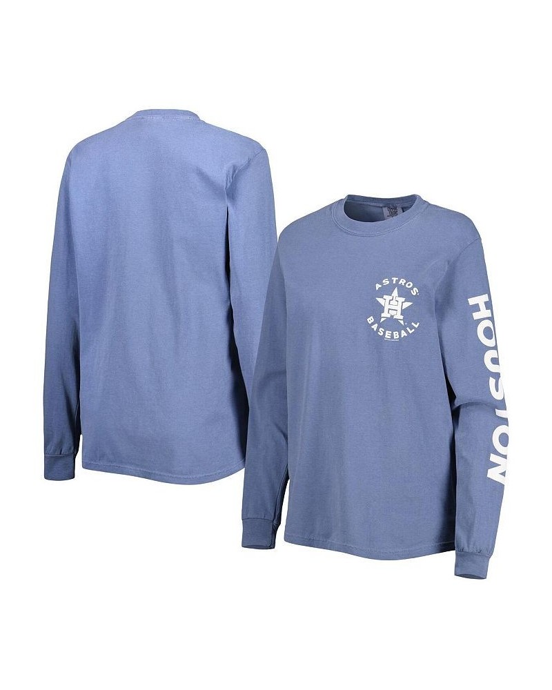 Women's Blue Houston Astros Team Pigment Dye Long Sleeve T-shirt Blue $27.00 Tops