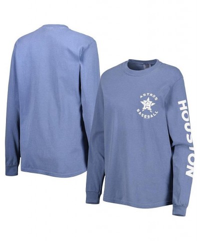 Women's Blue Houston Astros Team Pigment Dye Long Sleeve T-shirt Blue $27.00 Tops