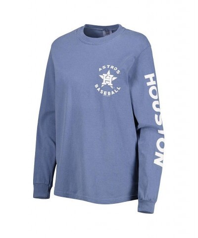 Women's Blue Houston Astros Team Pigment Dye Long Sleeve T-shirt Blue $27.00 Tops