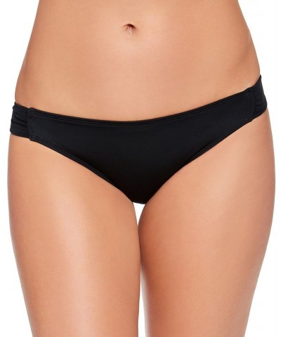 Juniors' Solid Side-Tab Hipster Bikini Bottoms Black $12.90 Swimsuits