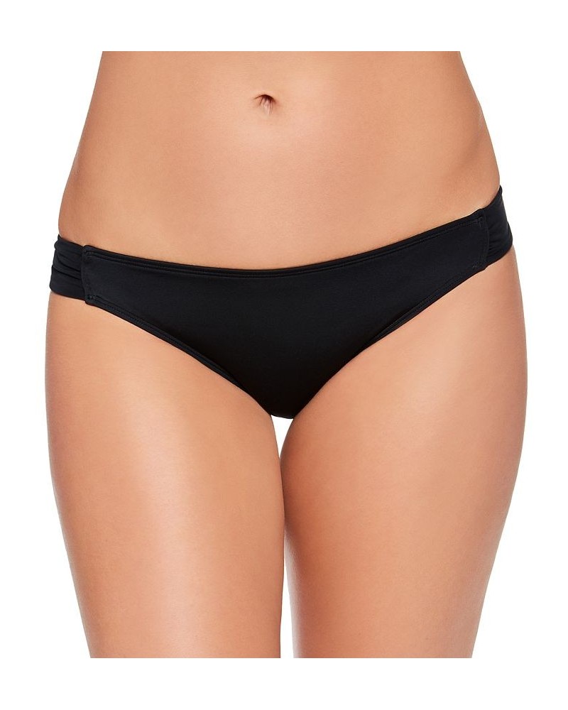 Juniors' Solid Side-Tab Hipster Bikini Bottoms Black $12.90 Swimsuits