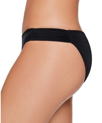 Juniors' Solid Side-Tab Hipster Bikini Bottoms Black $12.90 Swimsuits