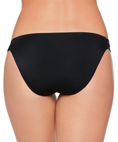 Juniors' Solid Side-Tab Hipster Bikini Bottoms Black $12.90 Swimsuits