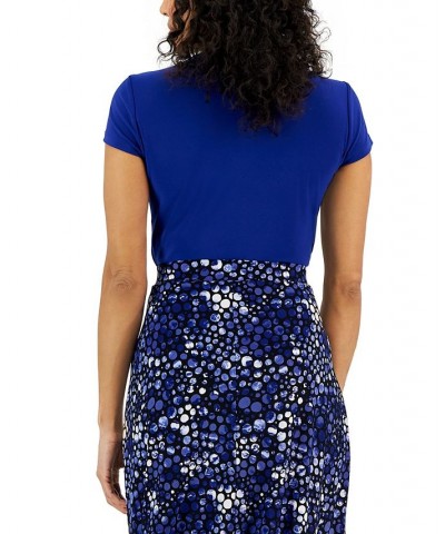 Women's Cowl-Neck Short-Sleeve Top Royal Blue $16.66 Tops