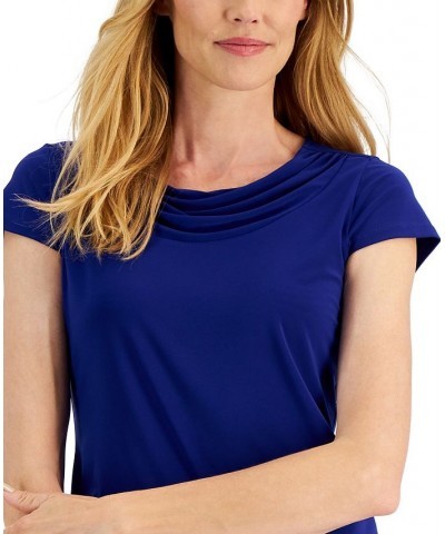 Women's Cowl-Neck Short-Sleeve Top Royal Blue $16.66 Tops