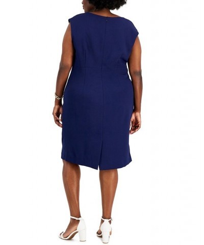 Plus Size Sleeveless Sheath Dress Blue $30.67 Dresses