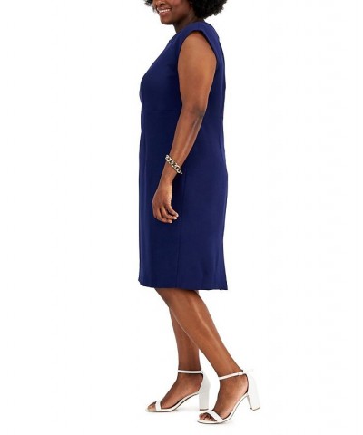 Plus Size Sleeveless Sheath Dress Blue $30.67 Dresses