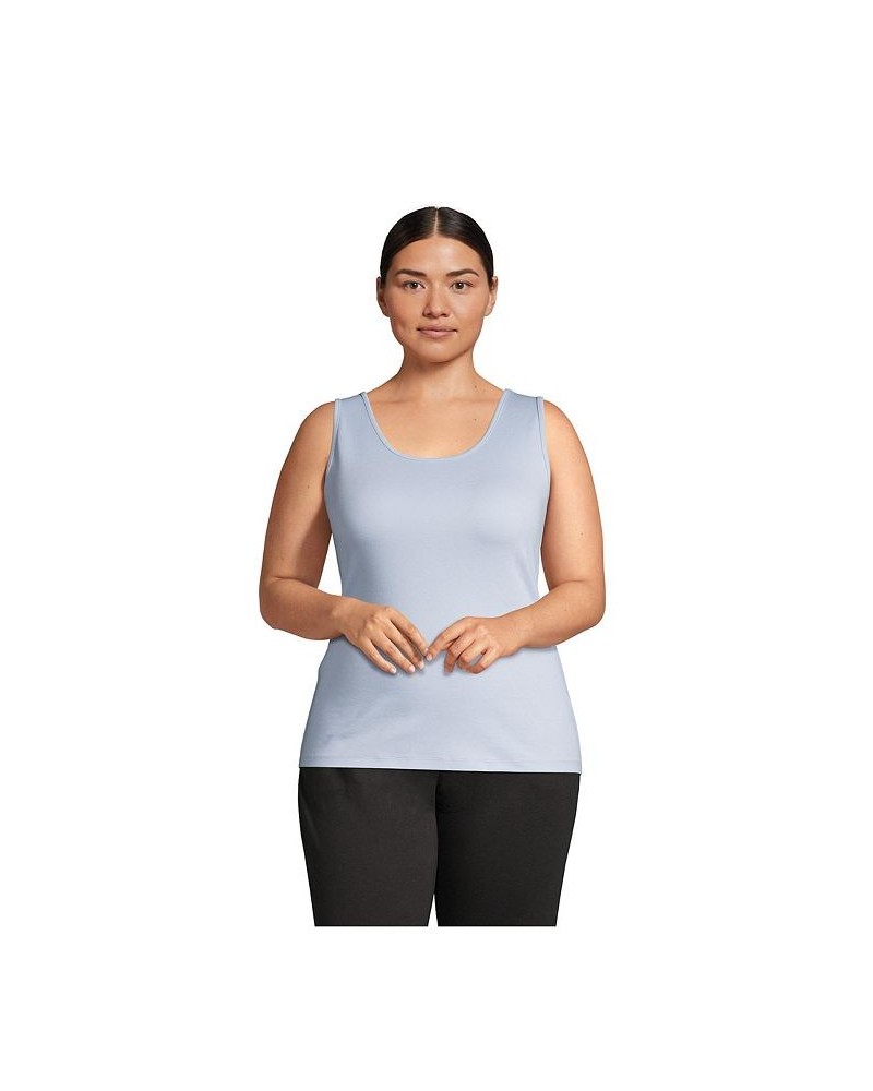 Women's Plus Size Cotton Tank Top Soft blue haze $20.13 Tops